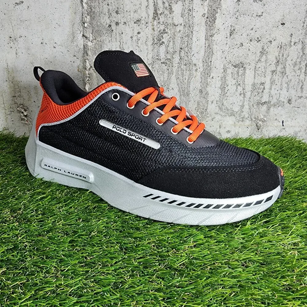 MSRP $148 Polo Ralph Lauren Polo Sport PS250 Men’s Shoes Size 9.5 Black Orange